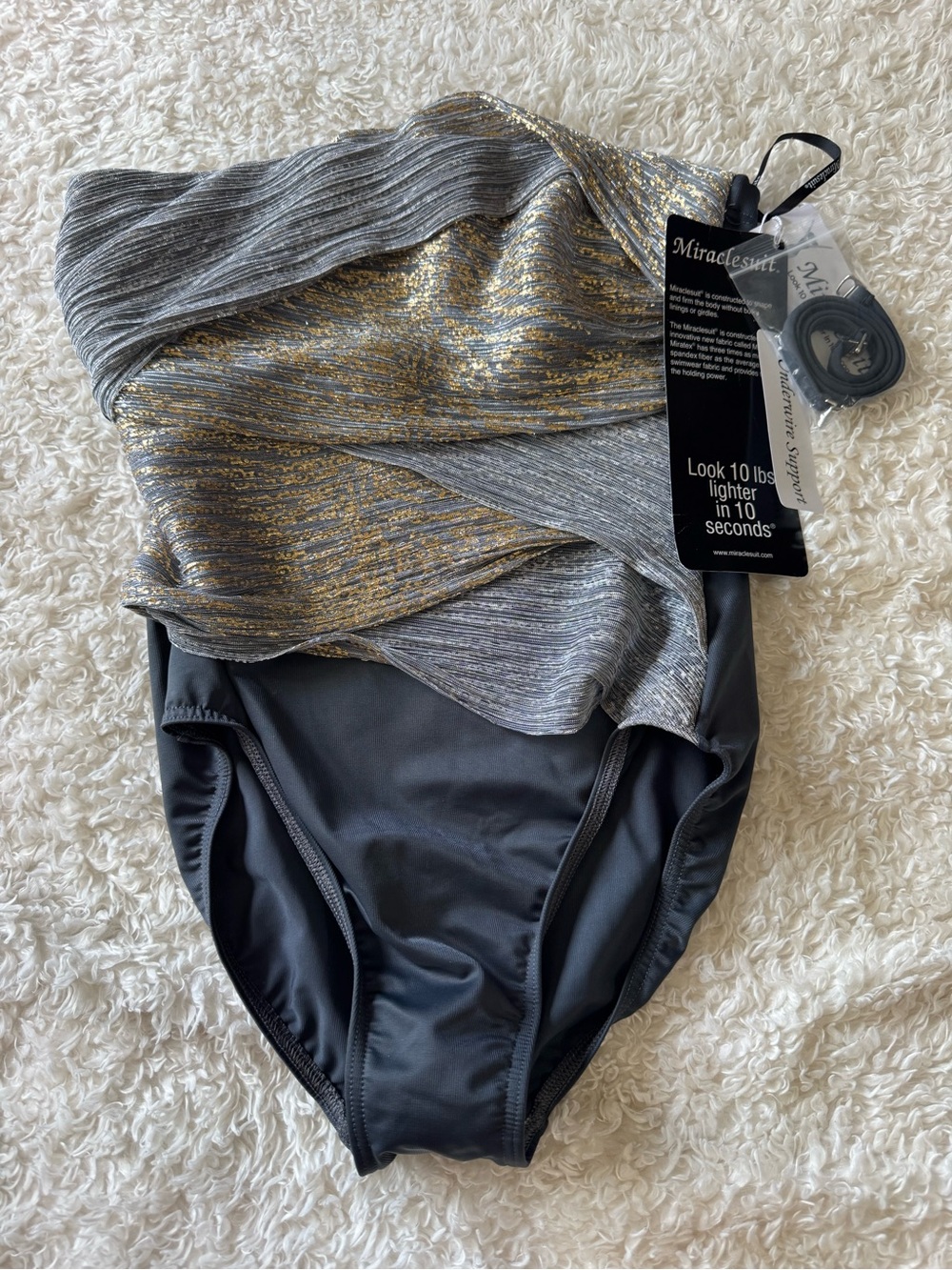 Miraclesuit "Sparkle Sands Brio" one-piece swimsuit underwire Size 12 NEW - Picture 4 of 9